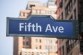 Fift avenue sign 5 th Av New York Mahnattan