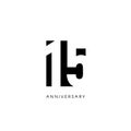 Fifteen anniversary, minimalistic logo. Fifteenth years, 15th jubilee, greeting card. Birthday invitation. 15 year sign