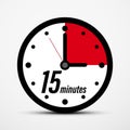 15 - Fifteen Minutes Clock Icon Isolated