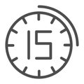 Fifteen minutes watch line icon. 15 minutes time vector illustration isolated on white. Clock outline style design Royalty Free Stock Photo