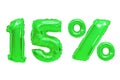 Fifteen percent from balloons green color