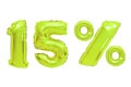 Fifteen percent from balloons lime color