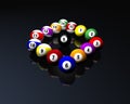 Fifteen pool billiard balls Royalty Free Stock Photo