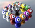 Fifteen pool billiard balls Royalty Free Stock Photo