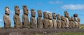 Fifteen restored moai at Ahu Tongariki on Easter Island, Chile Royalty Free Stock Photo