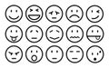 Fifteen smilies, set smiley emotion, by smilies, cartoon emoticons - vector Royalty Free Stock Photo