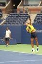 Fifteen times Grand Slam Champion Rafael Nadal of Spain with his coach Tony Nadal practices for US Open 2017 Royalty Free Stock Photo