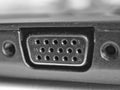 Fifteen way d socket on a laptop side in black and white Royalty Free Stock Photo