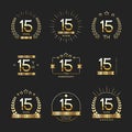 Fifteen years anniversary celebration logotype. 15th anniversary logo collection.