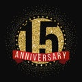 Fifteen years anniversary celebration logotype. 15th anniversary logo.