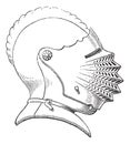 Fifteenth century helmet or galea vintage engraving