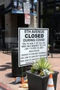 Fifth Ave CLOSED during COVID sign