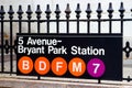 Fifth Avenue and Bryant Park Station, New York Royalty Free Stock Photo