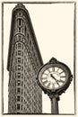 Fifth Avenue Clock with the Flatiron Building, New York City, USA Royalty Free Stock Photo