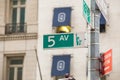 Fifth Avenue sign in pedestrian crossong, midtown Manhattan Royalty Free Stock Photo