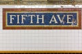 Fifth Avenue Subway Station Royalty Free Stock Photo