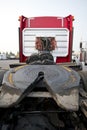 Fifth wheel of red big rig semi truck Royalty Free Stock Photo