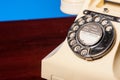 Fifties British vintage ivory telephone - dial detail