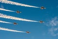 Fiftieth anniversary of the Singapore 50 years National Day rehearsal, fighter formation flew over the city Royalty Free Stock Photo