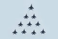 Fiftieth anniversary of the Singapore 50 years National Day rehearsal, fighter formation flew over the city Royalty Free Stock Photo