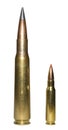 Fifty caliber dwarfing a thirty caliber Royalty Free Stock Photo