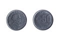 Fifty cent uruguayan coin Royalty Free Stock Photo
