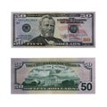 Fifty dollars bill with path Royalty Free Stock Photo
