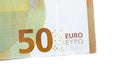 fifty euro banknote,Euro currency money isolated on white background. Royalty Free Stock Photo