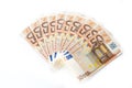 Fifty euro banknotes fan isolated on white background Royalty Free Stock Photo