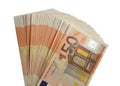 Fifty euro banknotes isolated pack of 50 euros Royalty Free Stock Photo