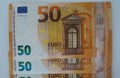 Fifty euro banknotes on a white background close-up Royalty Free Stock Photo