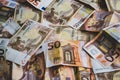Fifty euro banknotes scattered on the floor
