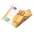 Fifty euro bill isolated on white Royalty Free Stock Photo