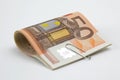 Fifty Euro bills clipped