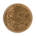 Fifty euro cent coin Royalty Free Stock Photo