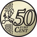 Fifty Euro Cent Coin Royalty Free Stock Photo