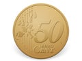 Fifty euro cent coin Royalty Free Stock Photo