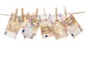 Fifty euro notes hanging