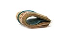 Fifty euros rolled up. Isolated over white background. Royalty Free Stock Photo