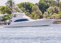 Fifty foot, charter, fishing vessel, returning from open water, cruising intrastate waterway to private dock