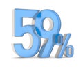 Fifty nine percent on white background. Isolated 3D illustration Royalty Free Stock Photo