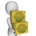 Fifty Percent Off Boxes Show 50 Royalty Free Stock Photo
