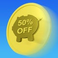 Fifty Percent Off Gold Coin Shows 50 Half-Price Deal