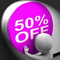 Fifty Percent Off Pressed Shows Half Price Or 50 Royalty Free Stock Photo