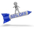 Fifty Percent Off Showing Sale 3d Illustration Royalty Free Stock Photo