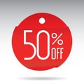 Fifty percent off sticker rumbled, sale 50% discount