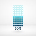 Fifty percent square chart isolated symbol. Percentage vector 50% icon for business, web, design