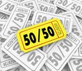 50-Fifty Raffle Tickets Pile Fundraiser Charity Contest Winner Royalty Free Stock Photo