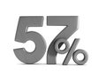 fifty seven percent on white background. Isolated 3D illustration