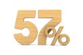 fifty seven percent on white background. Isolated 3D illustration